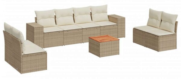 VidaXL Polyrattan Kerti Ülőgarnitúra - 9 részes - Bézs