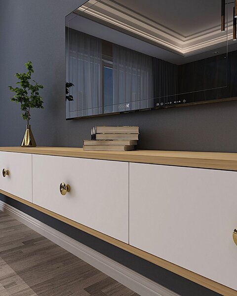Hanah Home TV állvány Sapphire Oak White Zuzu 180 - Sapphire Oak, White