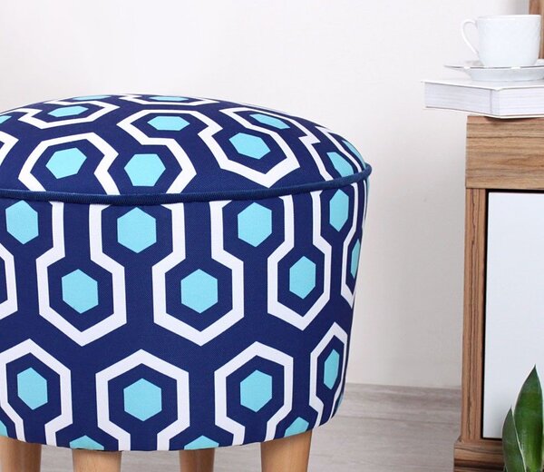 Atelier Del Sofa Puff Kék Fehér Ég v2 - Kék, Fehér