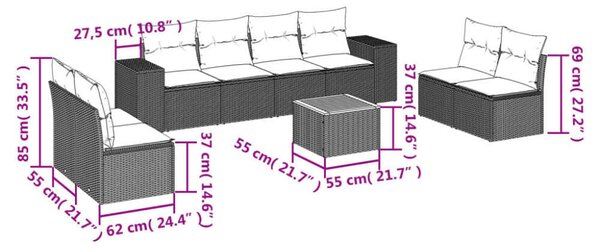 VidaXL Polyrattan Kerti Ülőgarnitúra - 9 részes - Bézs