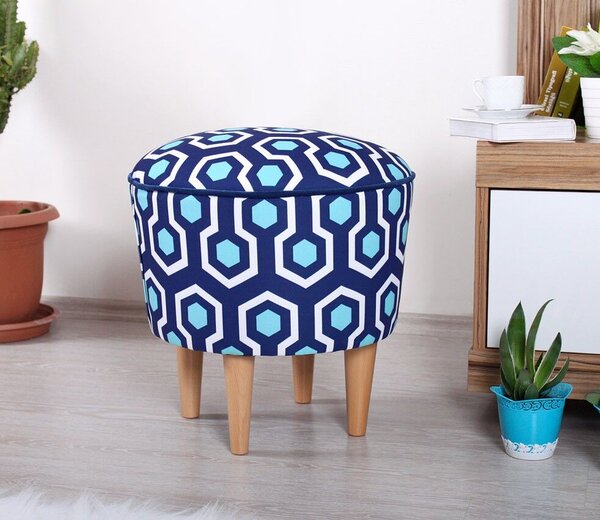 Atelier Del Sofa Puff Kék Fehér Ég v2 - Kék, Fehér