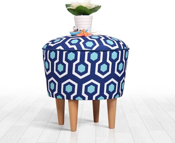 Atelier Del Sofa Puff Kék Fehér Ég v2 - Kék, Fehér