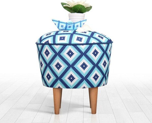 Atelier Del Sofa Puff Blue White Sky v3 - Kék, Fehér