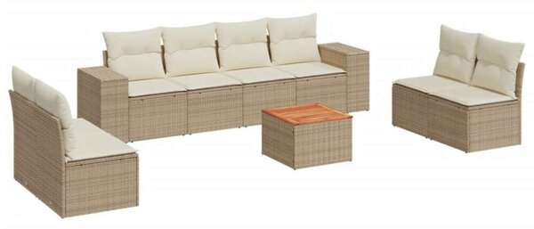 VidaXL Polyrattan Kerti Ülőgarnitúra - 9 részes - Bézs