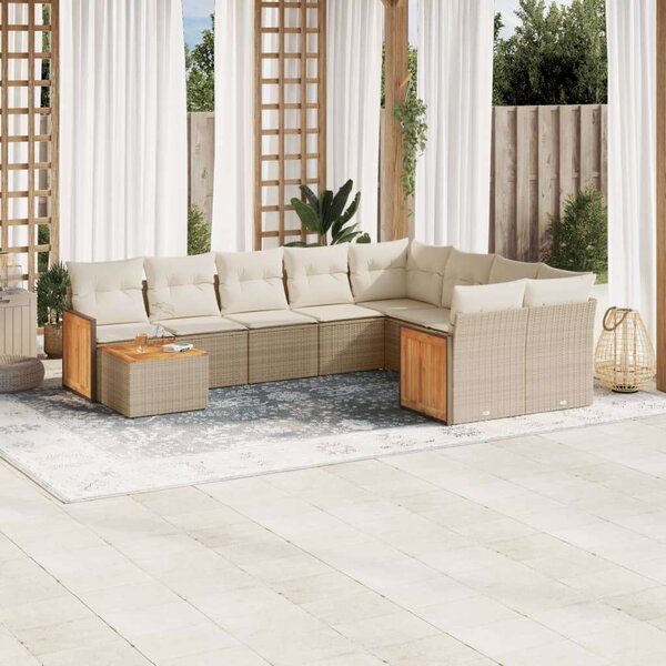 VidaXL Polyrattan Kerti Ülőgarnitúra - 10 részes - Bézs