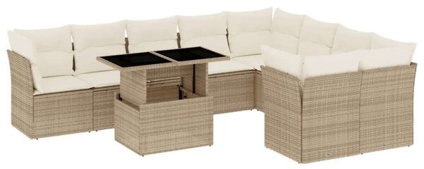 VidaXL Polyrattan Kerti Ülőgarnitúra - 10 részes - Bézs