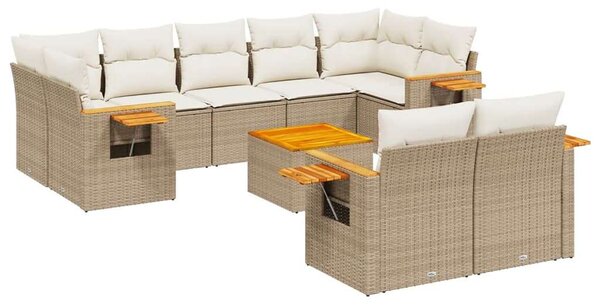 VidaXL Polyrattan Kerti Ülőgarnitúra - 10 részes - Bézs