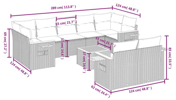 VidaXL Polyrattan Kerti Ülőgarnitúra - 10 részes - Bézs