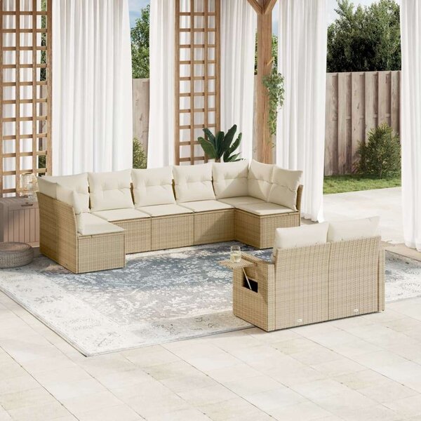 Polyrattan Kerti Ülőgarnitúra - 9 részes - Bézs