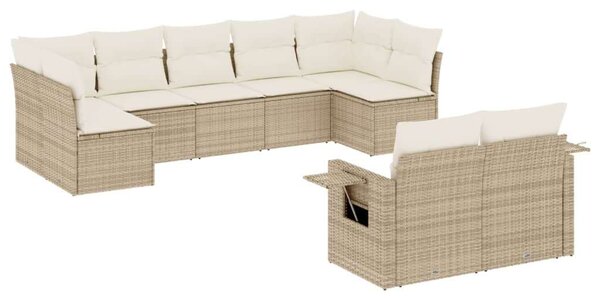 Polyrattan Kerti Ülőgarnitúra - 9 részes - Bézs