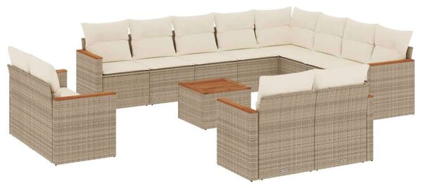 VidaXL 13 részes bézs polyrattan kerti ülőgarnitúra párnákkal