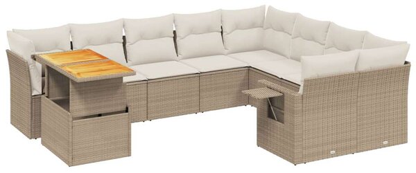 VidaXL Polyrattan Kerti Ülőgarnitúra - 10 részes - Bézs