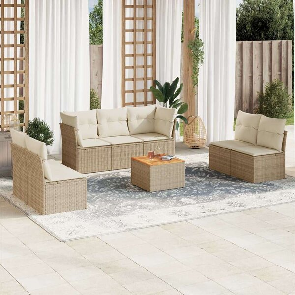 VidaXL Polyrattan Kerti Ülőgarnitúra - 8 részes - Bézs