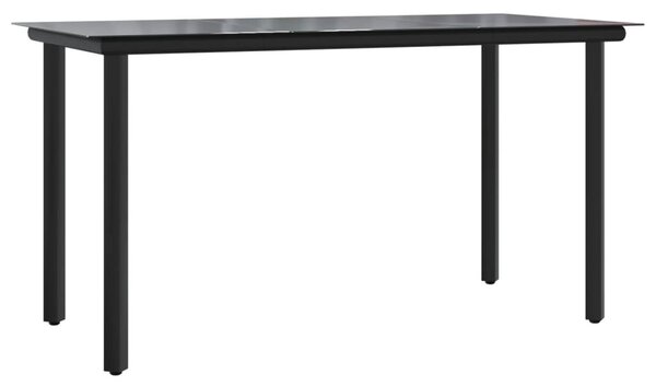 9 részes fekete polyrattan kerti étkezőgarnitúra párnákkal