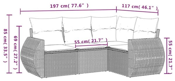 VidaXL Polyrattan Kerti Ülőgarnitúra - 4 részes - Bézs