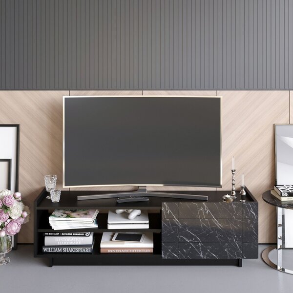 Hanah Home TV-állvány Fekete Márvány Valantina - Fekete
