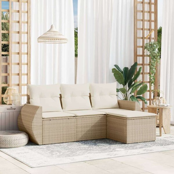 VidaXL Polyrattan Kerti Ülőgarnitúra - 4 részes - Bézs