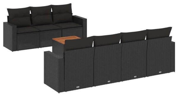 VidaXL Polyrattan Kerti Ülőgarnitúra - 8 részes - Fekete