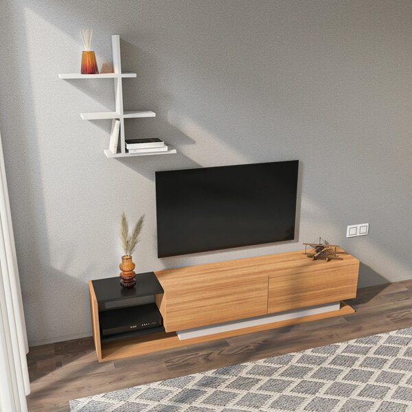 Hanah Home TV Unit White Teak Liza - Teak, White