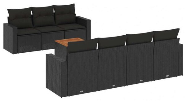 VidaXL Polyrattan Kerti Ülőgarnitúra - 8 részes - Fekete