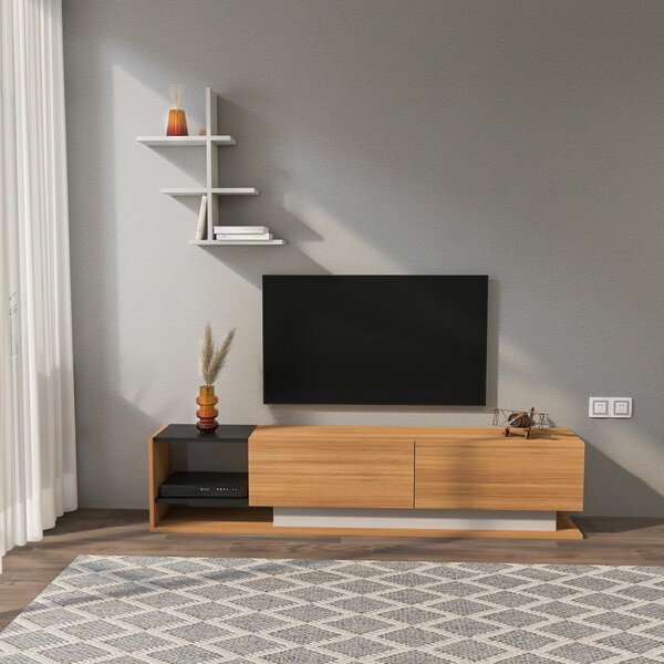 Hanah Home TV Unit White Teak Liza - Teak, White