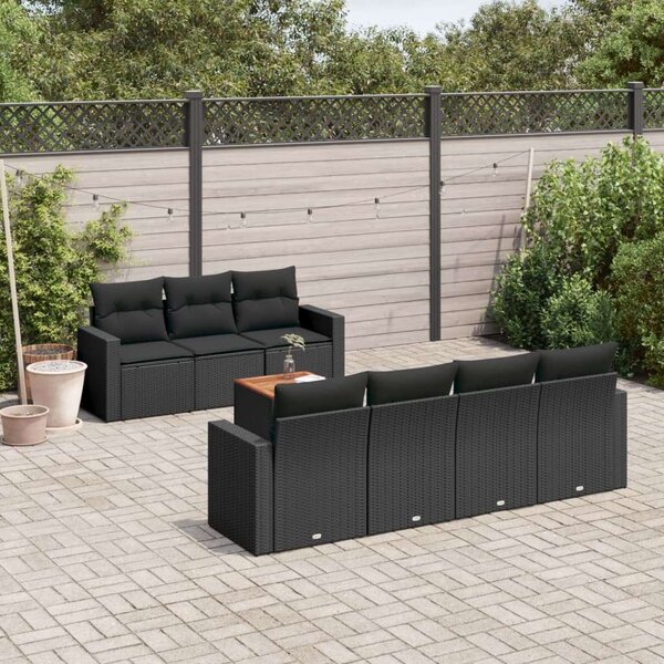 VidaXL Polyrattan Kerti Ülőgarnitúra - 8 részes - Fekete