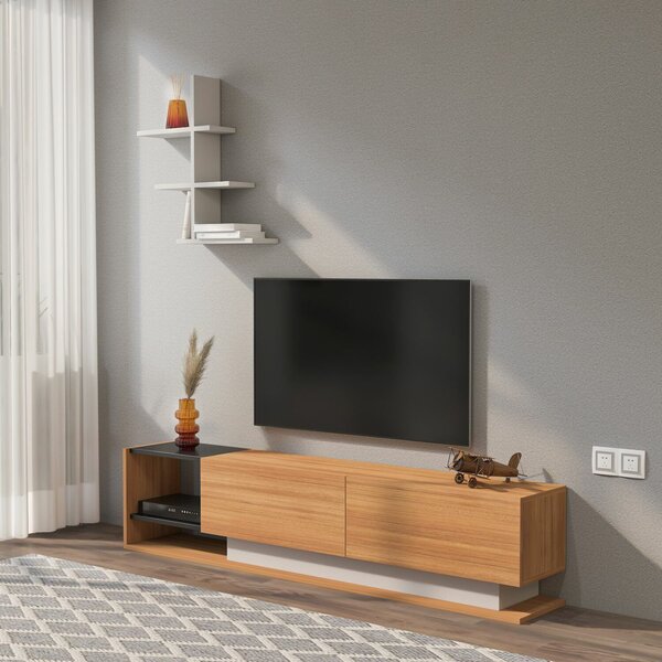 Hanah Home TV Unit White Teak Liza - Teak, White