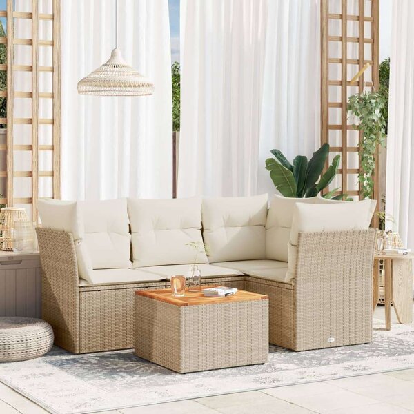VidaXL Polyrattan Kerti Ülőgarnitúra - 5 részes - Bézs