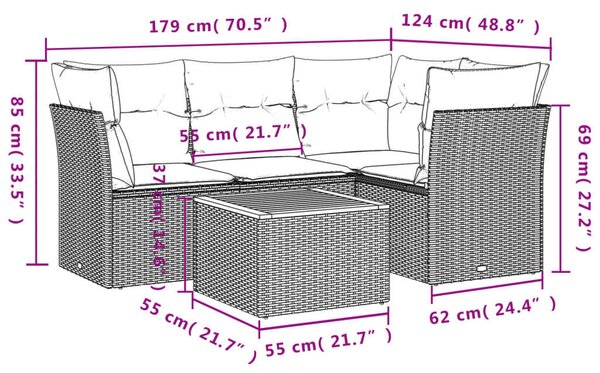 VidaXL Polyrattan Kerti Ülőgarnitúra - 5 részes - Bézs