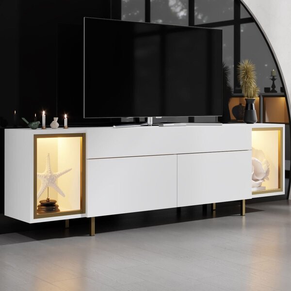 Hanah Home Zenith TV állvány, fehér, arany