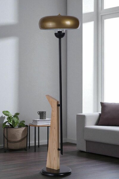 Opviq Floor Lamp Gold Black Oak 8955-2