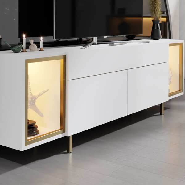 Hanah Home Zenith TV állvány, fehér, arany
