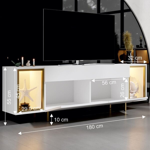 Hanah Home Zenith TV állvány, fehér, arany