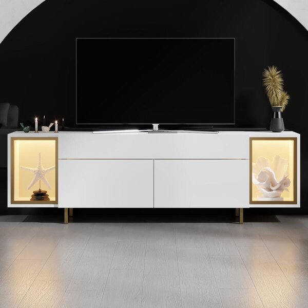 Hanah Home Zenith TV állvány, fehér, arany