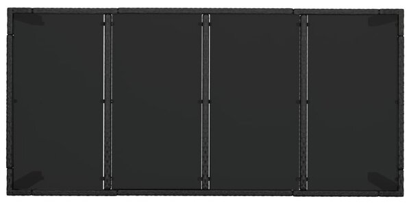 Fekete polyrattan üveglapos kerti asztal 190 x 90 x 75 cm