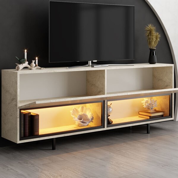 Hanah Home TV Stand Travertine Ekol Down - Travertine