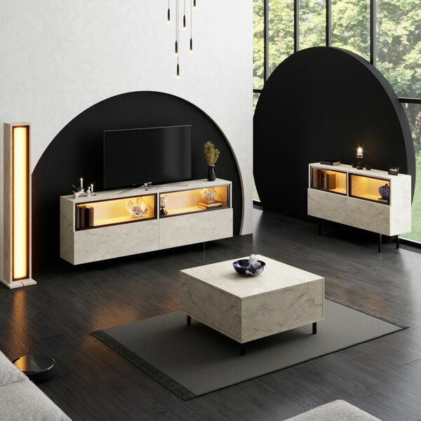 Hanah Home TV Stand Travertine Ekol Up - Travertine