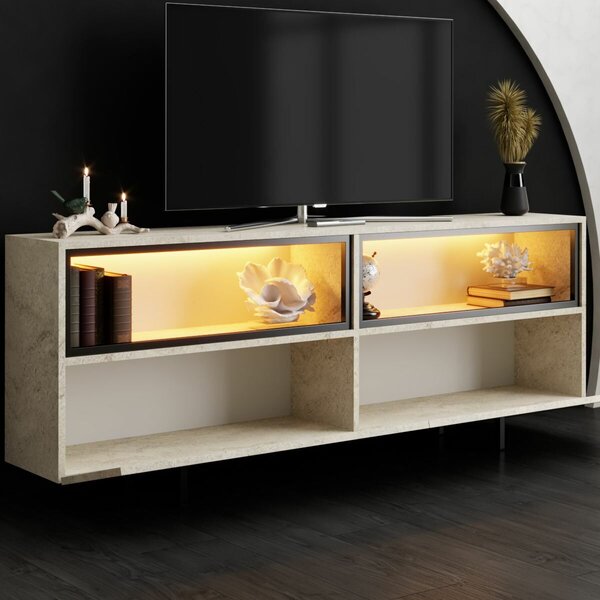 Hanah Home TV Stand Travertine Ekol Up - Travertine