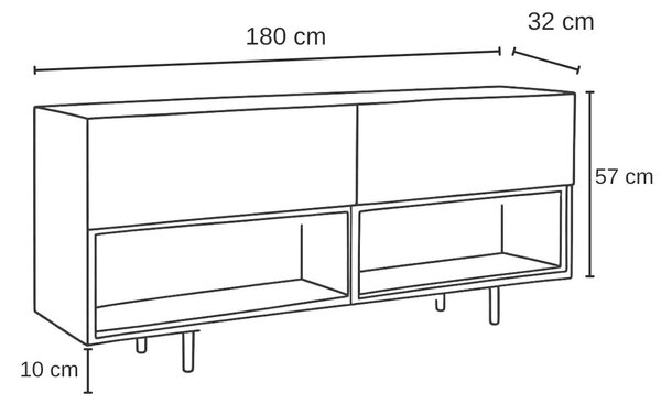 Hanah Home TV Stand Anthracite Ekol Down - Anthracite