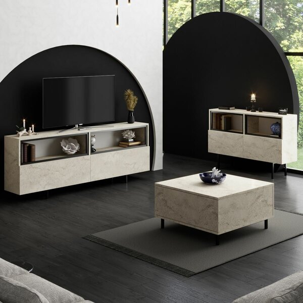 Hanah Home TV Stand Travertine Ekol Up - Travertine
