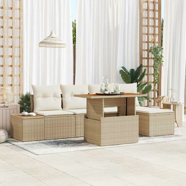 VidaXL Kerti Kanapé Szett 6 db Beige és krém