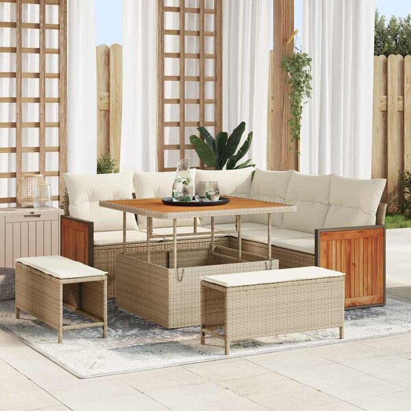 VidaXL Kerti Kanapé Szett párnával 8 pcs Beige és krém