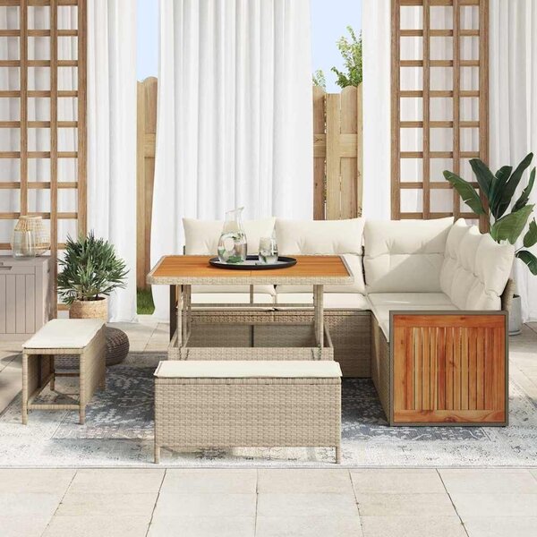 VidaXL Kerti Kanapé Szett párnával 8 pcs Beige és krém