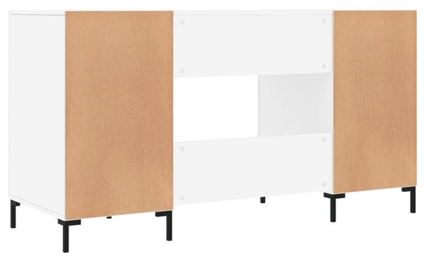 Magasfényű fehér színű szerelt fa íróasztal 140 x 50 x 75 cm