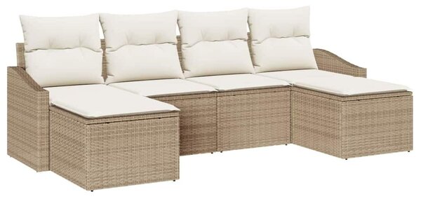 VidaXL Kanapé Szett párnával 6 pcs Bézs polirattan