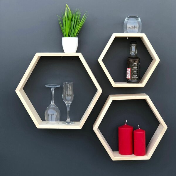 Hanah Home Dekoratív Fa Fali Polc Wooden Raf350
