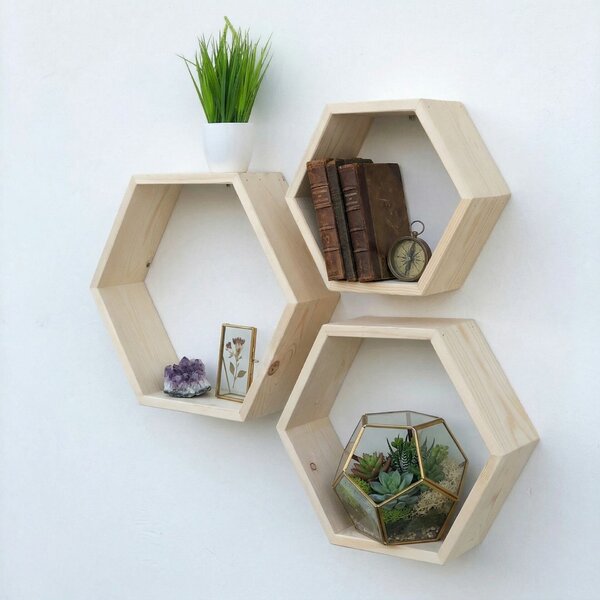 Hanah Home Dekoratív Fa Fali Polc Wooden Raf350