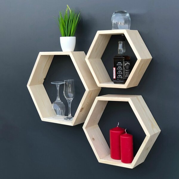 Hanah Home Dekoratív Fa Fali Polc Wooden Raf350