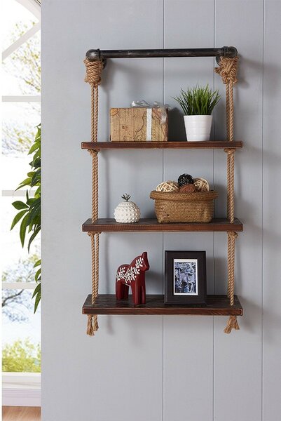 Hanah Home Wall Shelf Walnut Black Gar005