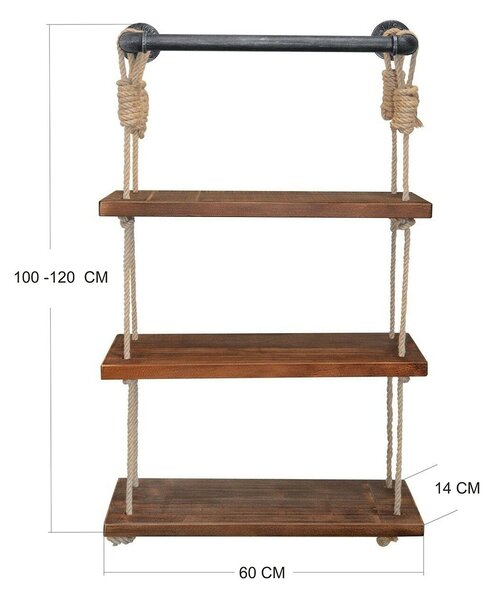 Hanah Home Wall Shelf Walnut Black Gar005